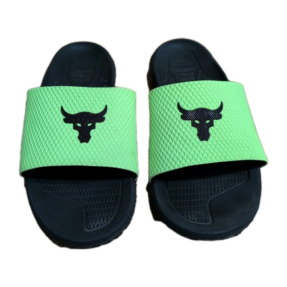 Under Armour Project Rock Slides 2.0 Lime Green Michelin Men’s Size 14